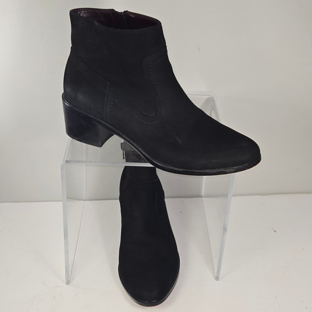 BCBGeneration Allegro Black Leather Block Heel Ankle Boots Womens 8M BG-ALLEGRO